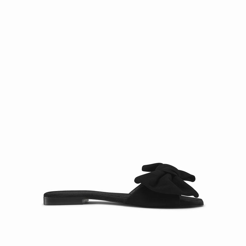 Russell & Bromley Minnie Womens Bow Trim Sandals Black |ZUN5026UA|